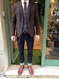 Blazer | brogues | skinny jeans | waistcoat | classic mens vintage style - don't know about the jeans but love the top half!: 