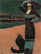 Geza Farago Slim - Woman with a Cat, 1913 | KITTY CATS