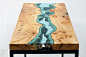 Beautiful Wooden Tables With Glass Inlays Inspired by the Rivers and Ponds of the Pacific Northwest