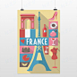 轻艺术 创意插画 世界城市印象复古原版图片旅游海报定制装饰画芯 巴黎 #家居#