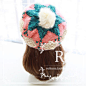 #mm毛线帽# rotten shop。外贸原单北欧森林系菱格兔毛球贝雷帽毛线帽 KD5