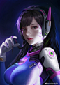 守望先锋同人 DVA# 角色原画 插画 半身像 头像原画 游戏插画