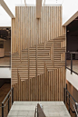 NIKE WOOD FEATURE WALL FWD// has designed the feature walls for the NIKE expansion buildings. Here is an image of the first installed wall at the Willamette building using salvaged maple gym flooring, tongue side exposed…: