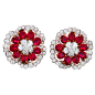 VAN CLEEF & ARPELS Camellia Platinum, Diamond and Ruby Ear Clips