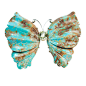 Mottled Turquoise Butterfly Gold Brooch Pin Pendant