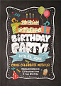 P0274高清PS设计素材 黑板粉笔风格海报生日快乐聚会传单横幅PSD-淘宝网