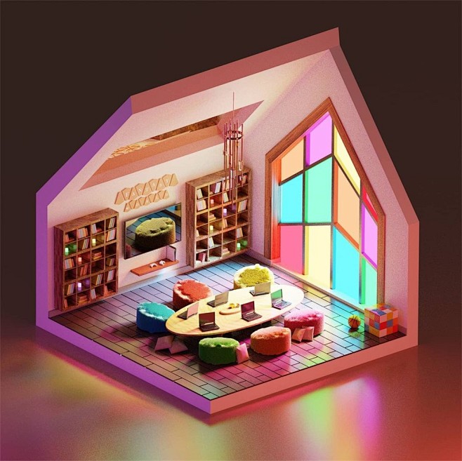 充满趣味性的3D低多边形小屋场景