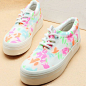 Retro European Style Floral Print Canvas Shoes