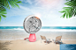 海滨休闲 手持风扇 空气优化 清凉微风 小电器海报合成设计PSD t000722