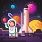 Young Space Explorers : Kids are glad to explore that flat and colourful cosmos.