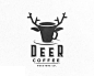 Deer咖啡店  咖啡店 麋鹿 鹿角 杯子 休闲 饮品 黑白色 商标设计  图标 图形 标志 logo 国外 外国 国内 品牌 设计 创意 欣赏