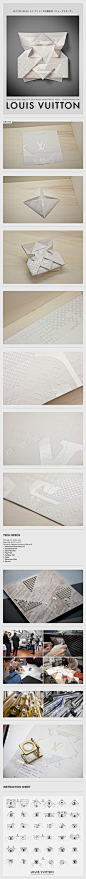 Louis Vuitton大阪新旗舰店的折纸邀请函设计。它的形状表达永久的精度和纯度的折纸世界。