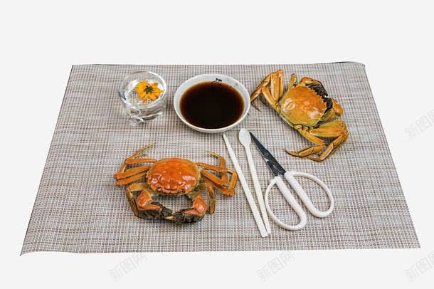 餐布上的吃螃蟹工具 免抠png 设计图片...