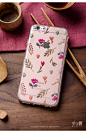 清新粉色碎花玫瑰金苹果6s手机壳 iPhone6plus超薄透明保护套软壳-淘宝网
