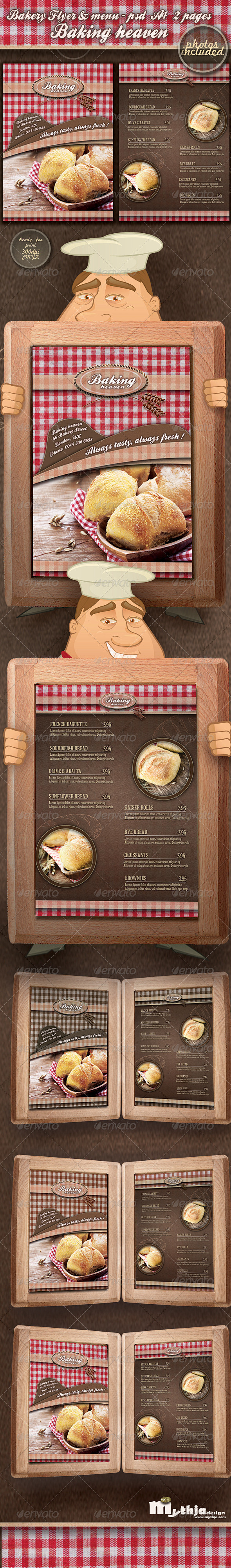 打印模板 - 面包传单和菜单模板（包括照...