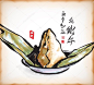 矢量水墨画的粽子-传统端午节
