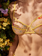 Enchanted Garden Floral-Embroidered Underwire Bra : Details: EmbroideryFabric: Non-StretchComposition: PolyesterStyle: SexyColor: YellowWires: UnderwireLocation: USBra Type: Full Cup, Unlined BraType: A PieceFabric Type: KnittingCare Instructions: Hand wa