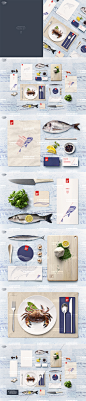 Fish & Seafood Restaurant 海鲜餐厅品牌VI模版 mockup 智能贴图-淘宝网