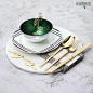 大理石平盘绿色银色碗新中式现代创意软装摆台装饰骨瓷西餐具套装-淘宝网