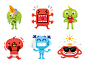 Cute Freak Monsters Emoji - 6 characters simple sticker creative character flat cartoon mascot illustration icon kawaii ice cream coffee creature monster cute freak sweet funny emoticon emoji