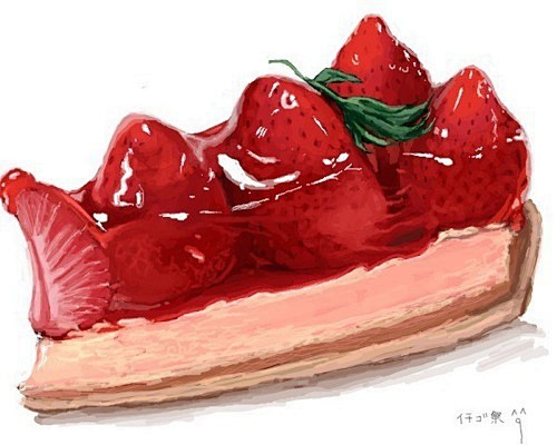 草莓蛋糕插画图片