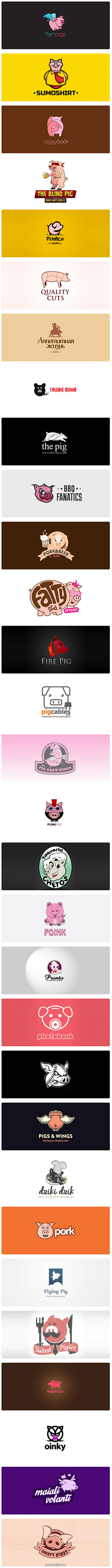 【logo设计：30只可爱的小猪logo...