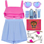 A fashion look from July 2015 featuring pink tank top, short shorts and leather sandals. Browse and shop related looks.