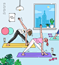 健身锻炼 塑身美体 室内瑜伽 业余生活插图插画设计AI ti013a23807