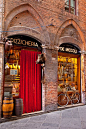 Meat and cheese shop in medieval,Siena,Italy