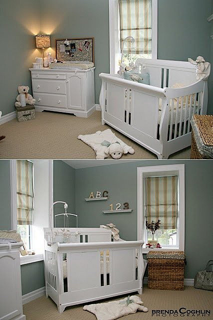 ,婴儿房,婴儿床,白色,蓝色,儿童房