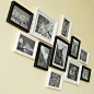 11框加厚实木照片墙 组合相框墙 创意相片墙 客厅 走廊用的照片墙