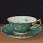 Turquoise cup and saucer, Galley, 1995