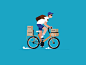 Amazon Prime package bike delivery vector tech amazon character bicycle gif