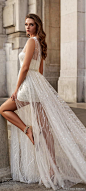 victoria soprano fall 2020 bridal strapless sweetheart short wedding dress sheer overdress chapel train (16) mv
