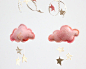 Gold Moon and Stars Cloud Mobile in gold pink white by BabyJivesCo