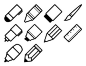 10个黑白线条书写笔图标集