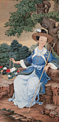 郎世宁——《人比花娇》仕女人物小景 立轴欣赏  |  
清|郎世宁(1688-1766)，意大利米兰人，原名朱塞佩·伽斯底里奥内，清康熙54年(1715)作为天主教耶稣会修道士来中国传教，后入宫如意馆，清宫十大画家之一，历经康、雍、乾三朝，极大影响了康熙后的清代宫廷绘画和审美趣味。 