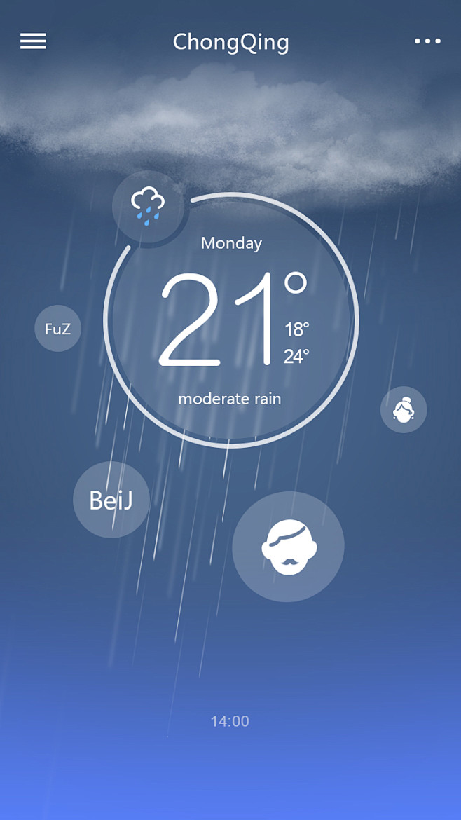 黄历天气概念版UI界面设计-雨天