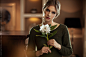 People 2048x1365 women model looking at viewer depth of field flowers sweater blonde Maarten Quaadvliet