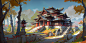 00331-2691374210-Autumn forest background, architectural style of shang dynasty, ancient Chinese architecture, firecore, concept art, Asian style