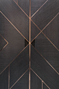 Dining tabletop inspiration. Geometric brass details in the dyed sycamore bar.