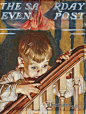 Joseph Christian Leyendecker - Study for 'Christmas Peek' Post Cover, Painting For Sale at 1stdibs