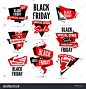 Black Friday Sale template design set. Vector illustration