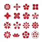 Red flower shapes icons pack Free Vector