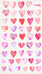Watercolor Valentine's day MEGA Pack : This amazing collection of hand painted watercolor Valentine's day clip art included pink and red hearts, gems, ribbons, textures, spot, flower and other design elements. I painted these illustrations myself. With th