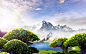 General 1920x1200 mountains nature fantasy art digital art landscape birds