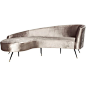 Evangeline Velvet Parisian Sofa ($740) ❤ liked on Polyvore featuring home, furniture, sofas, safavieh furniture, safavieh, safavieh couch, safavieh home furniture and safavieh sofa
