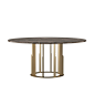 Touched D Gold Emperador Marble Top & Burnished Brass Round Dining Table