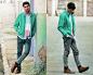 Topman Green Jacket, Paco Cecilio Shirt, Pull & Bear Jeans, Pull & Bear Boots