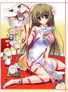 二次元—旗袍(女-花瓣网|陪你做生活的设计师 美女 动漫 旗袍 盘子
